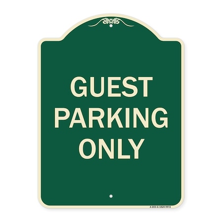 Signmission Designer Series-Guest Parking Only, Green Heavy-Gauge Aluminum, 24" x 18", G-1824-9972 A-DES-G-1824-9972